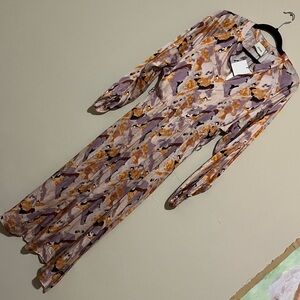 Floral Long Sleeve Midi Dress